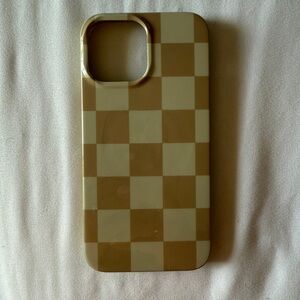 Checkered Tan and Cream Phone Case MagSafe 13 pro max